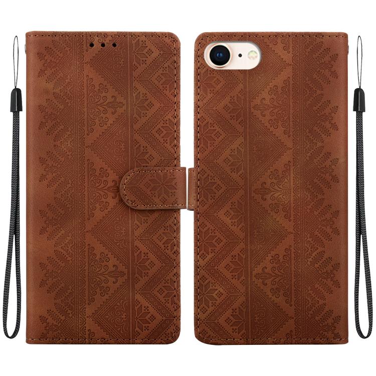 Custodia per telefono in ecopelle con motivo etnico in rilievo, For iPhone 14, For iPhone 14 Pro, For iPhone 14 Pro Max, For iPhone SE 2022 / SE 2020 / 8 / 7