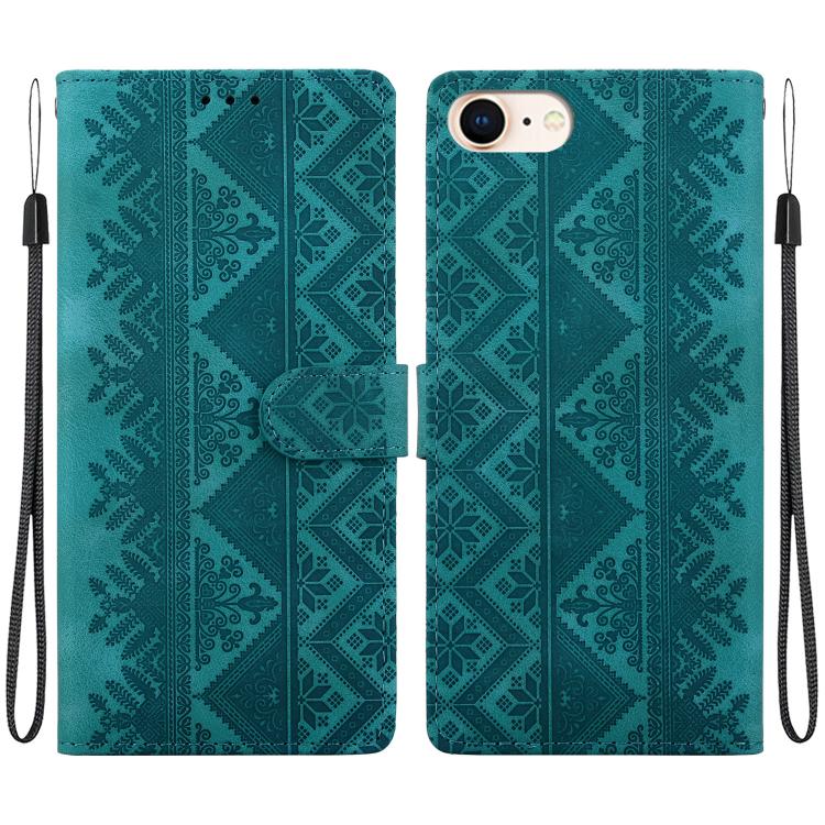 Custodia per telefono in ecopelle con motivo etnico in rilievo, For iPhone 14, For iPhone 14 Pro, For iPhone 14 Pro Max, For iPhone SE 2022 / SE 2020 / 8 / 7