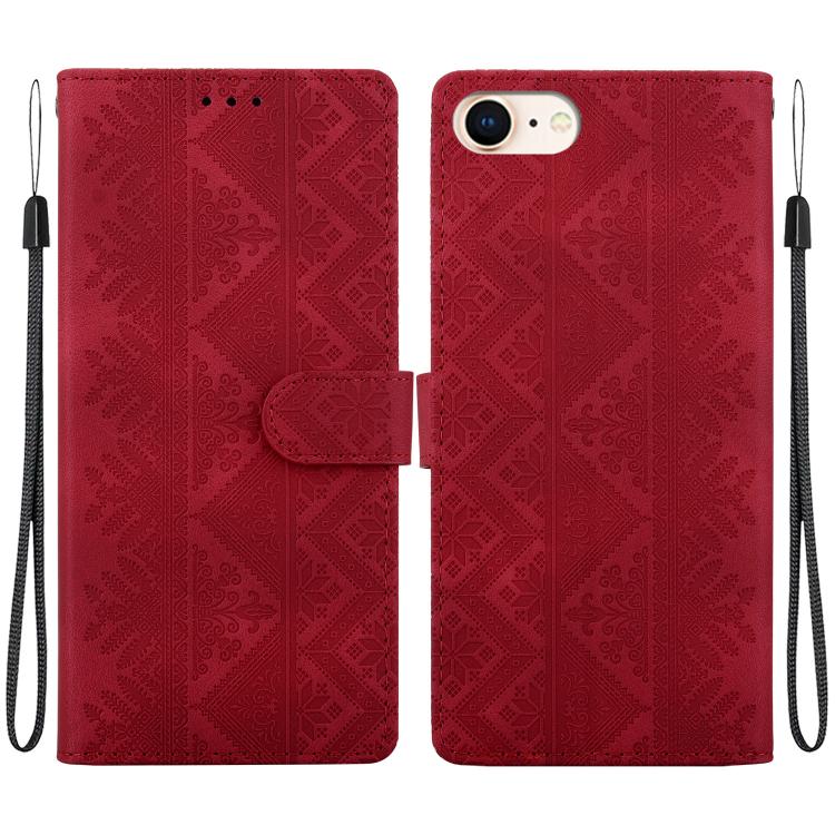 Custodia per telefono in ecopelle con motivo etnico in rilievo, For iPhone 14, For iPhone 14 Pro, For iPhone 14 Pro Max, For iPhone SE 2022 / SE 2020 / 8 / 7
