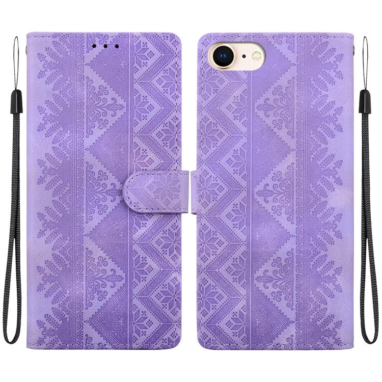 Custodia per telefono in ecopelle con motivo etnico in rilievo, For iPhone 14, For iPhone 14 Pro, For iPhone 14 Pro Max, For iPhone SE 2022 / SE 2020 / 8 / 7