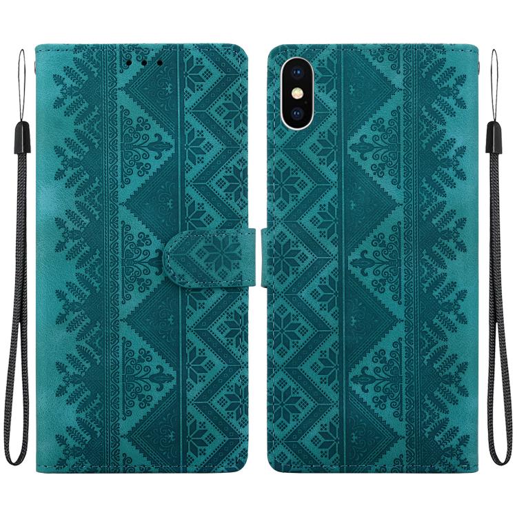 Custodia per telefono in ecopelle con motivo etnico in rilievo, For iPhone XS Max, For iPhone 8 Plus / 7 Plus