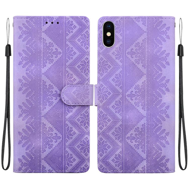 Custodia per telefono in ecopelle con motivo etnico in rilievo, For iPhone XS Max, For iPhone 8 Plus / 7 Plus