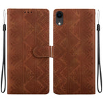 Custodia per telefono in ecopelle con motivo etnico in rilievo, For iPhone 11, For iPhone 11 Pro, For iPhone X / XS, For iPhone XR