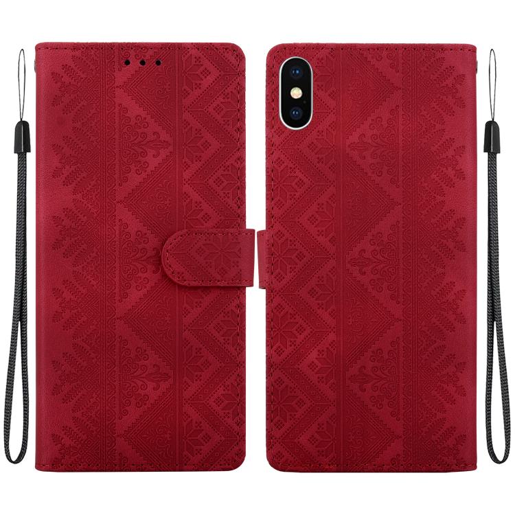 Custodia per telefono in ecopelle con motivo etnico in rilievo, For iPhone 11, For iPhone 11 Pro, For iPhone X / XS, For iPhone XR