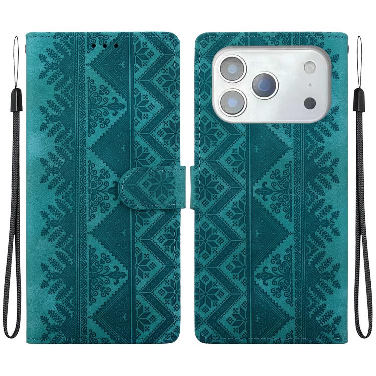 Custodia per telefono in ecopelle con motivo etnico in rilievo, For iPhone 18 Pro, For iPhone 18 Pro Max, For iPhone 17e / 16e, For iPhone 17 Pro Max