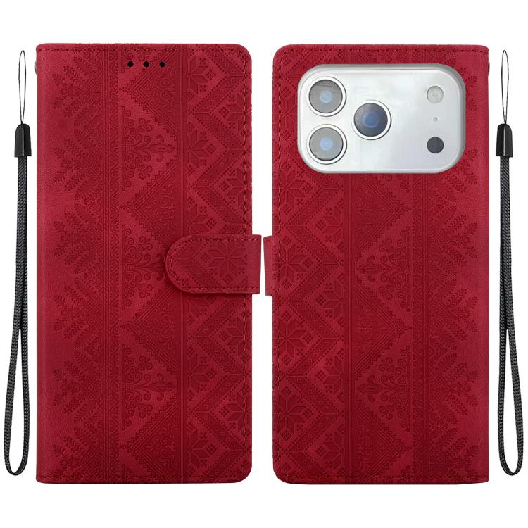 Custodia per telefono in ecopelle con motivo etnico in rilievo, For iPhone 17 Pro, For iPhone 17, For iPhone Air, For iPhone 16 Pro Max