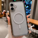 Cornice per fotocamera magnetica con lettere glitterate, For iPhone 16 Pro, For iPhone 16, For iPhone 15 Pro Max, For iPhone 15 Pro