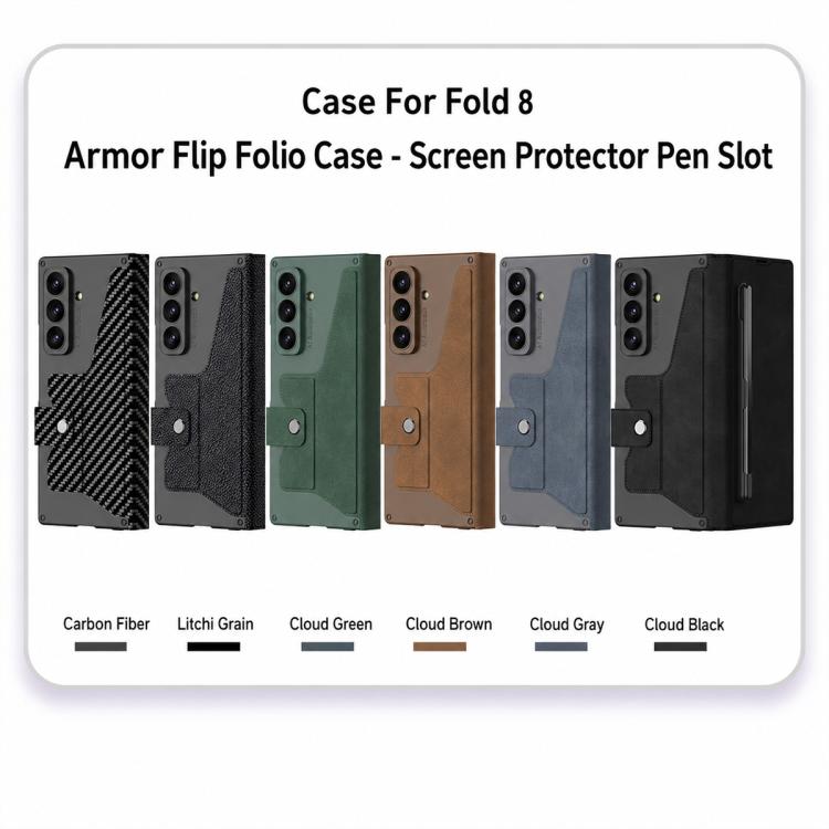 Custodia in pelle GKK Integrated Armor con scomparto per penna (stilo non incluso)., For Galaxy Z Fold8 Ultra 5G