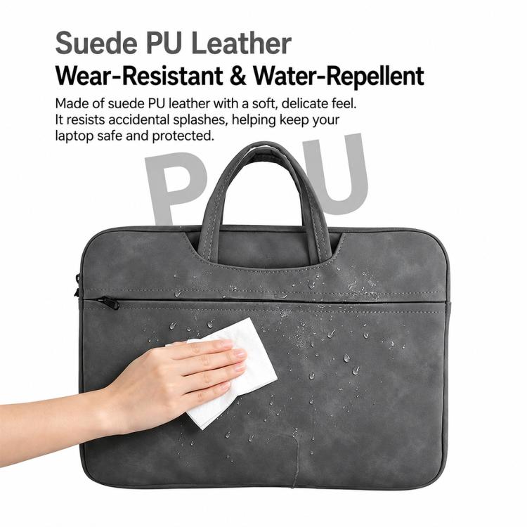Borsa a mano in pelle di pecora per riporre il laptop.