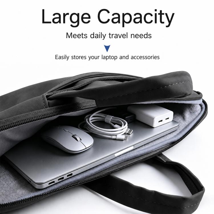 Borsa a mano in pelle di pecora per riporre il laptop.