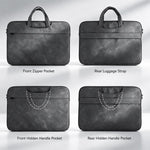 Borsa a mano in pelle di pecora per riporre il laptop.
