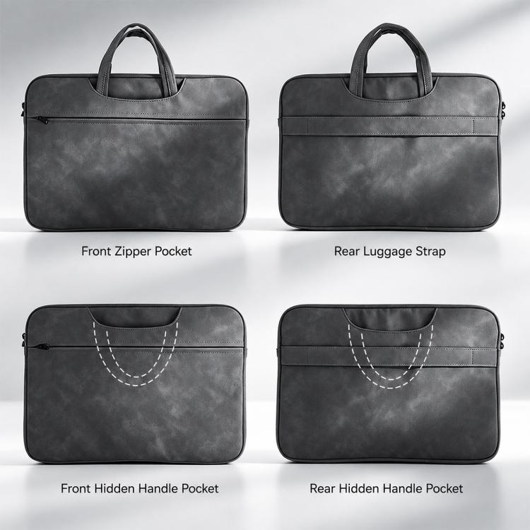 Borsa a mano in pelle di pecora per riporre il laptop.