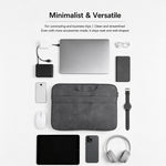 Borsa a mano in pelle di pecora per riporre il laptop.