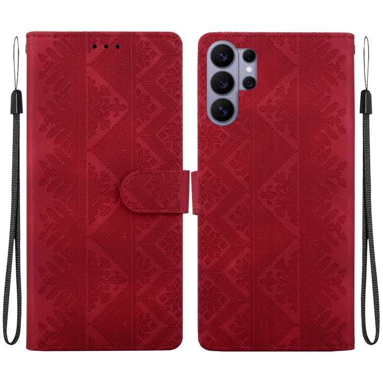 Custodia per telefono in ecopelle con motivo etnico in rilievo, For Galaxy S26 FE 5G, For Galaxy S26+ 5G, For Galaxy S26 Ultra 5G, For Galaxy S26 5G