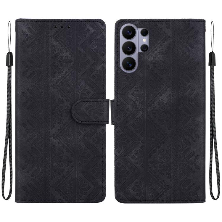 Custodia per telefono in ecopelle con motivo etnico in rilievo, For Galaxy S26 FE 5G, For Galaxy S26+ 5G, For Galaxy S26 Ultra 5G, For Galaxy S26 5G