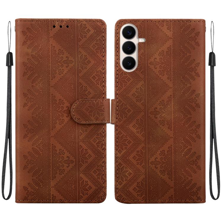 Custodia per telefono in ecopelle con motivo etnico in rilievo, For Galaxy S26 FE 5G, For Galaxy S26+ 5G, For Galaxy S26 Ultra 5G, For Galaxy S26 5G