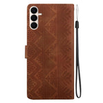 Custodia per telefono in ecopelle con motivo etnico in rilievo, For Galaxy S26 FE 5G, For Galaxy S26+ 5G, For Galaxy S26 Ultra 5G, For Galaxy S26 5G