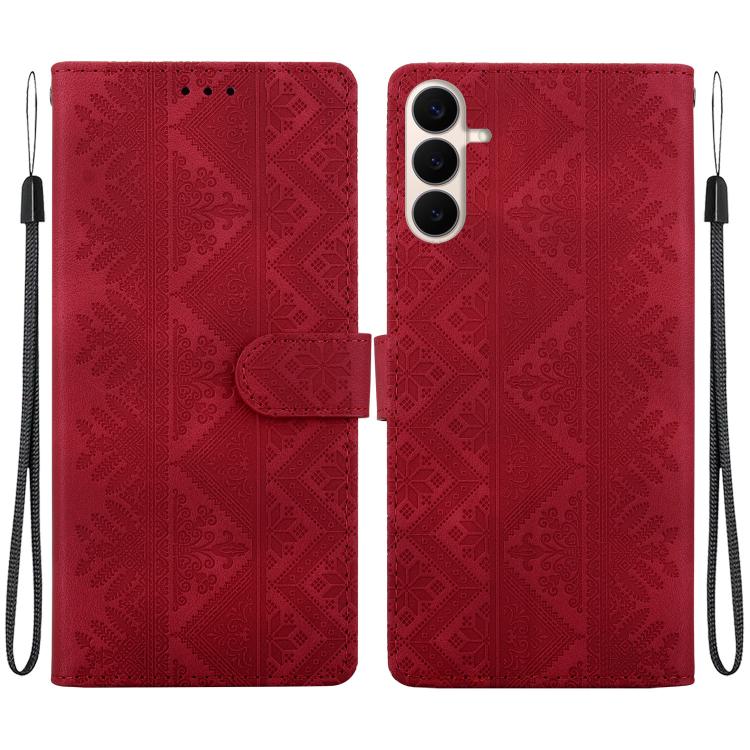 Custodia per telefono in ecopelle con motivo etnico in rilievo, For Galaxy S26 FE 5G, For Galaxy S26+ 5G, For Galaxy S26 Ultra 5G, For Galaxy S26 5G