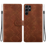 Custodia per telefono in ecopelle con motivo etnico in rilievo, For Galaxy S25 Ultra 5G, For Galaxy S24 FE 5G, For Galaxy S24 Ultra 5G, For Galaxy S24+ 5G