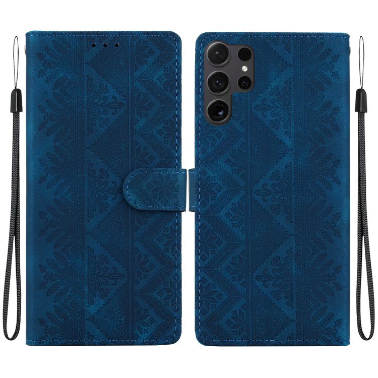 Custodia per telefono in ecopelle con motivo etnico in rilievo, For Galaxy S25 Ultra 5G, For Galaxy S24 FE 5G, For Galaxy S24 Ultra 5G, For Galaxy S24+ 5G