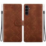 Custodia per telefono in ecopelle con motivo etnico in rilievo, For Galaxy S25 FE 5G, For Galaxy S25 Edge 5G, For Galaxy S25 5G, For Galaxy S25+ 5G