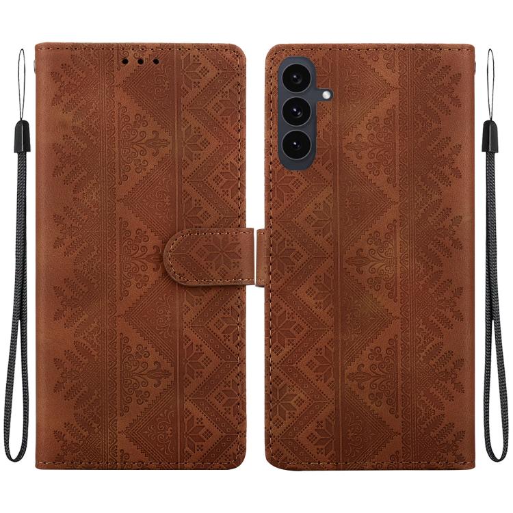 Custodia per telefono in ecopelle con motivo etnico in rilievo, For Galaxy S25 FE 5G, For Galaxy S25 Edge 5G, For Galaxy S25 5G, For Galaxy S25+ 5G