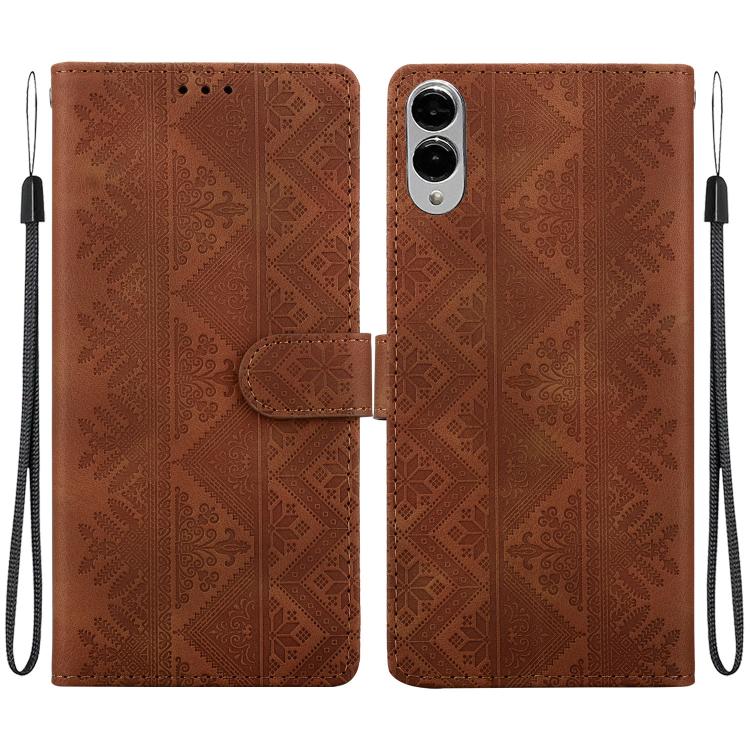 Custodia per telefono in ecopelle con motivo etnico in rilievo, For Galaxy S25 FE 5G, For Galaxy S25 Edge 5G, For Galaxy S25 5G, For Galaxy S25+ 5G