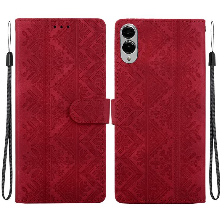 Custodia per telefono in ecopelle con motivo etnico in rilievo, For Galaxy S25 FE 5G, For Galaxy S25 Edge 5G, For Galaxy S25 5G, For Galaxy S25+ 5G