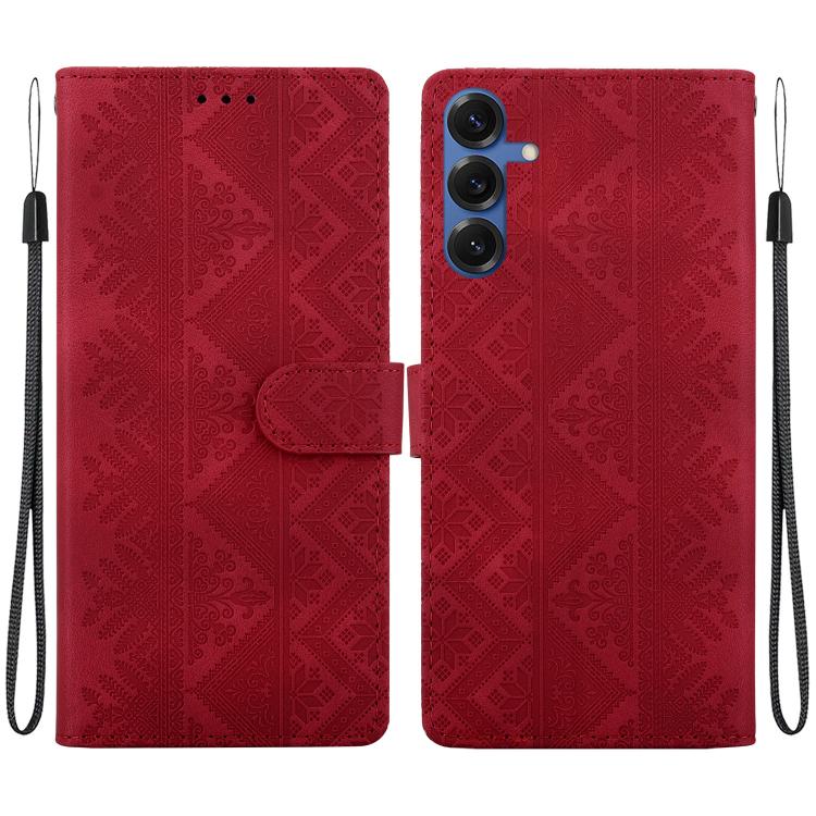 Custodia per telefono in ecopelle con motivo etnico in rilievo, For Galaxy S25 FE 5G, For Galaxy S25 Edge 5G, For Galaxy S25 5G, For Galaxy S25+ 5G
