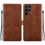 Custodia per telefono in ecopelle con motivo etnico in rilievo, For Galaxy S25 Ultra 5G, For Galaxy S24 FE 5G, For Galaxy S24 Ultra 5G, For Galaxy S24+ 5G