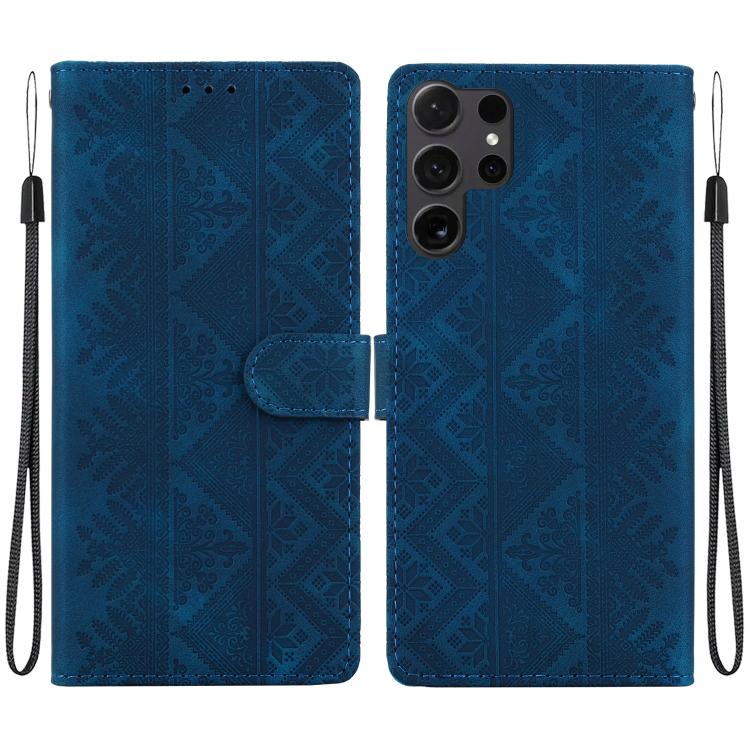 Custodia per telefono in ecopelle con motivo etnico in rilievo, For Galaxy S25 Ultra 5G, For Galaxy S24 FE 5G, For Galaxy S24 Ultra 5G, For Galaxy S24+ 5G