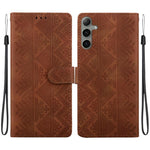 Custodia per telefono in ecopelle con motivo etnico in rilievo, For Galaxy S25 Ultra 5G, For Galaxy S24 FE 5G, For Galaxy S24 Ultra 5G, For Galaxy S24+ 5G