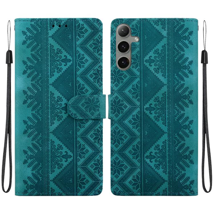 Custodia per telefono in ecopelle con motivo etnico in rilievo, For Galaxy S25 Ultra 5G, For Galaxy S24 FE 5G, For Galaxy S24 Ultra 5G, For Galaxy S24+ 5G