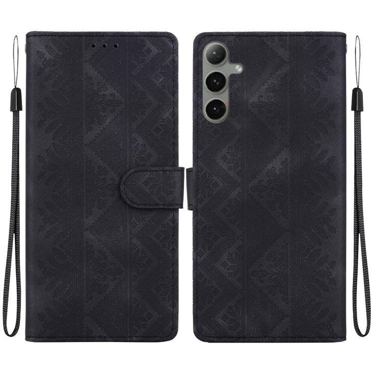 Custodia per telefono in ecopelle con motivo etnico in rilievo, For Galaxy S25 Ultra 5G, For Galaxy S24 FE 5G, For Galaxy S24 Ultra 5G, For Galaxy S24+ 5G