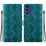 Custodia per telefono in ecopelle con motivo etnico in rilievo, For Galaxy S25 Ultra 5G, For Galaxy S24 FE 5G, For Galaxy S24 Ultra 5G, For Galaxy S24+ 5G