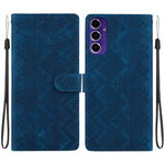 Custodia per telefono in ecopelle con motivo etnico in rilievo, For Galaxy S25 Ultra 5G, For Galaxy S24 FE 5G, For Galaxy S24 Ultra 5G, For Galaxy S24+ 5G