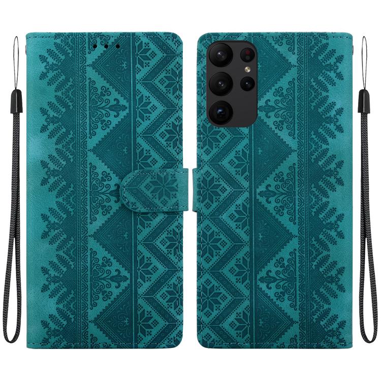 Custodia per telefono in ecopelle con motivo etnico in rilievo, For Galaxy S24 5G, For Galaxy S23 FE 5G, For Galaxy S23 Ultra 5G, For Galaxy S23+ 5G