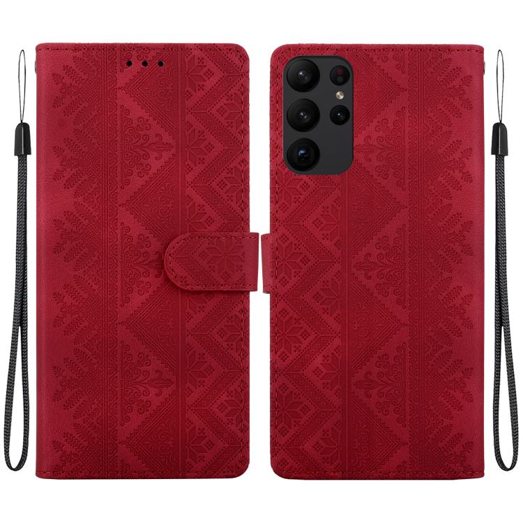 Custodia per telefono in ecopelle con motivo etnico in rilievo, For Galaxy S24 5G, For Galaxy S23 FE 5G, For Galaxy S23 Ultra 5G, For Galaxy S23+ 5G