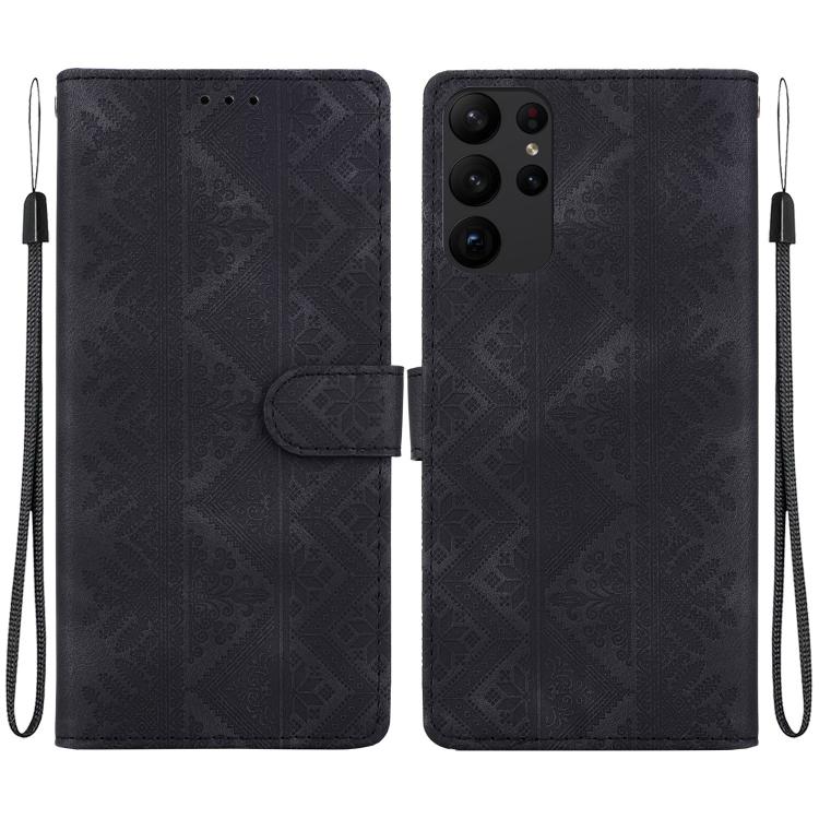 Custodia per telefono in ecopelle con motivo etnico in rilievo, For Galaxy S24 5G, For Galaxy S23 FE 5G, For Galaxy S23 Ultra 5G, For Galaxy S23+ 5G