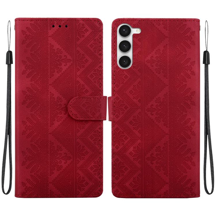 Custodia per telefono in ecopelle con motivo etnico in rilievo, For Galaxy S23 5G, For Galaxy S20 FE, For Galaxy S22 Ultra 5G, For Galaxy S22+ 5G