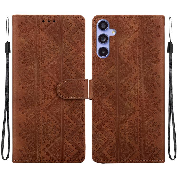 Custodia per telefono in ecopelle con motivo etnico in rilievo, For Galaxy S24 5G, For Galaxy S23 FE 5G, For Galaxy S23 Ultra 5G, For Galaxy S23+ 5G