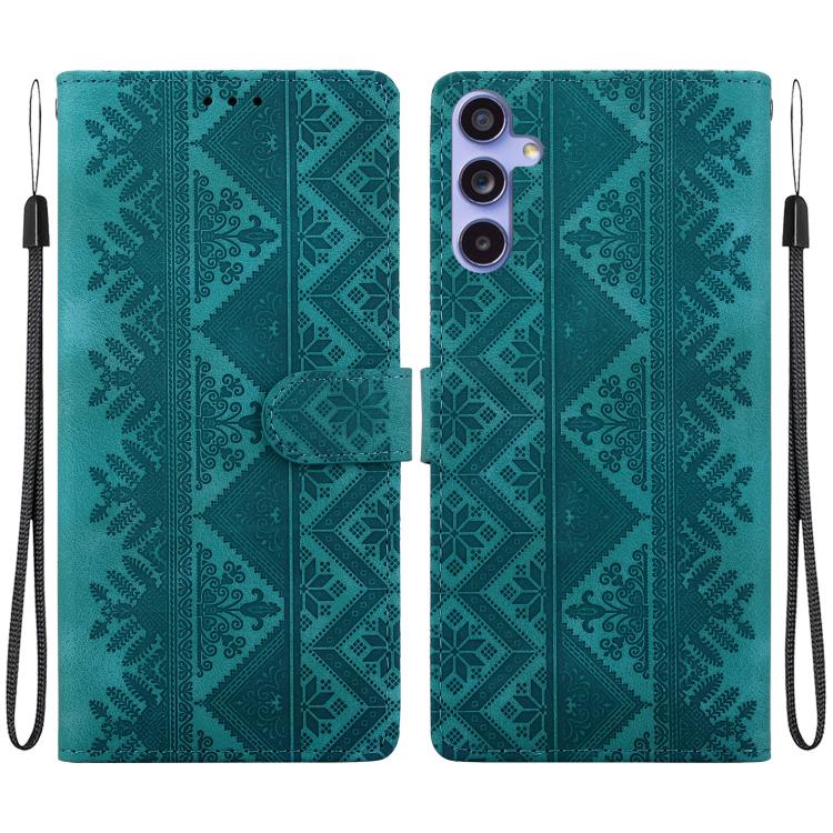 Custodia per telefono in ecopelle con motivo etnico in rilievo, For Galaxy S24 5G, For Galaxy S23 FE 5G, For Galaxy S23 Ultra 5G, For Galaxy S23+ 5G