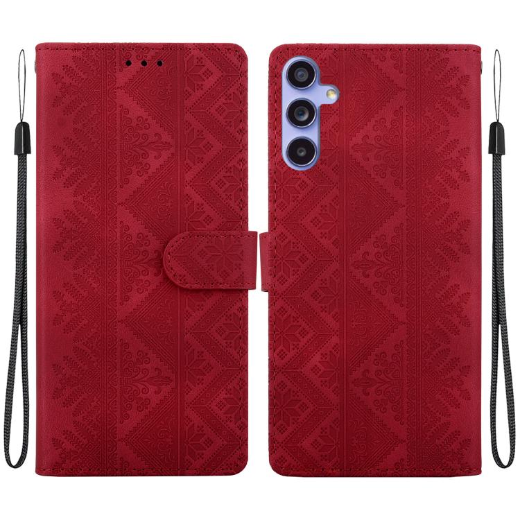 Custodia per telefono in ecopelle con motivo etnico in rilievo, For Galaxy S24 5G, For Galaxy S23 FE 5G, For Galaxy S23 Ultra 5G, For Galaxy S23+ 5G