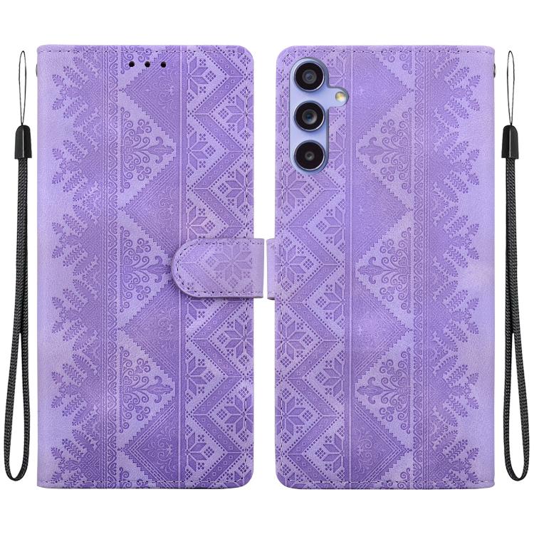 Custodia per telefono in ecopelle con motivo etnico in rilievo, For Galaxy S24 5G, For Galaxy S23 FE 5G, For Galaxy S23 Ultra 5G, For Galaxy S23+ 5G