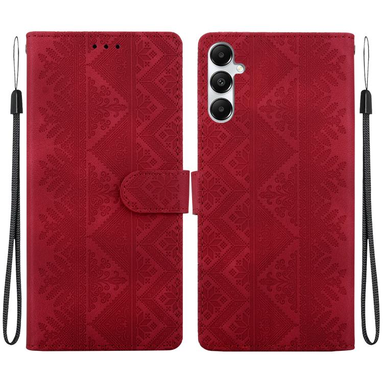 Custodia per telefono in ecopelle con motivo etnico in rilievo, For Galaxy A15 4G / 5G, For Galaxy A55 5G, For Galaxy A35 5G, For Galaxy A05s