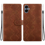 Custodia per telefono in ecopelle con motivo etnico in rilievo, For Galaxy A17 4G / 5G / A26 5G, For Galaxy A06 4G / 5G / A07 4G / 5G, For Galaxy A56 5G, For Galaxy A16 4G / 5G