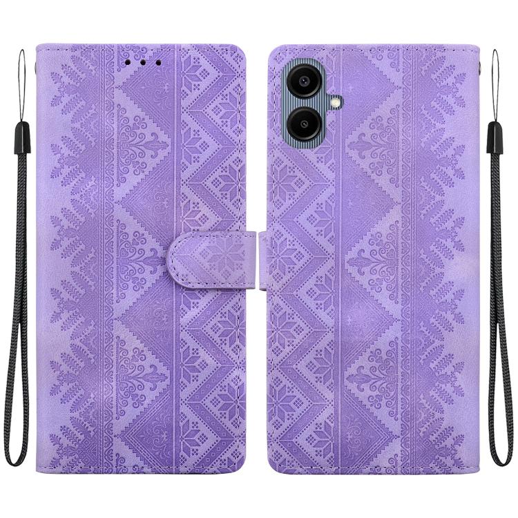 Custodia per telefono in ecopelle con motivo etnico in rilievo, For Galaxy A17 4G / 5G / A26 5G, For Galaxy A06 4G / 5G / A07 4G / 5G, For Galaxy A56 5G, For Galaxy A16 4G / 5G