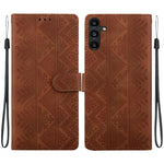 Custodia per telefono in ecopelle con motivo etnico in rilievo, For Galaxy A15 4G / 5G, For Galaxy A55 5G, For Galaxy A35 5G, For Galaxy A05s