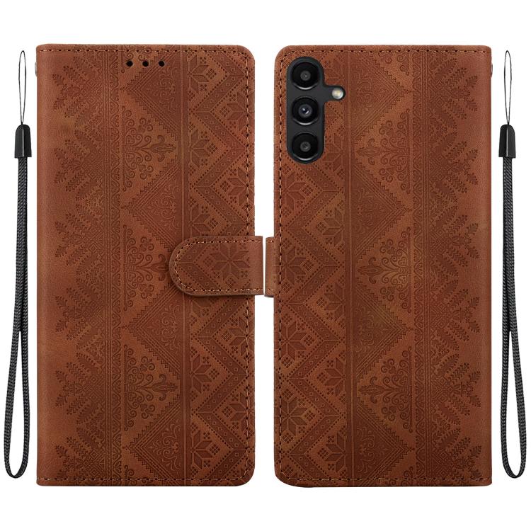 Custodia per telefono in ecopelle con motivo etnico in rilievo, For Galaxy A15 4G / 5G, For Galaxy A55 5G, For Galaxy A35 5G, For Galaxy A05s