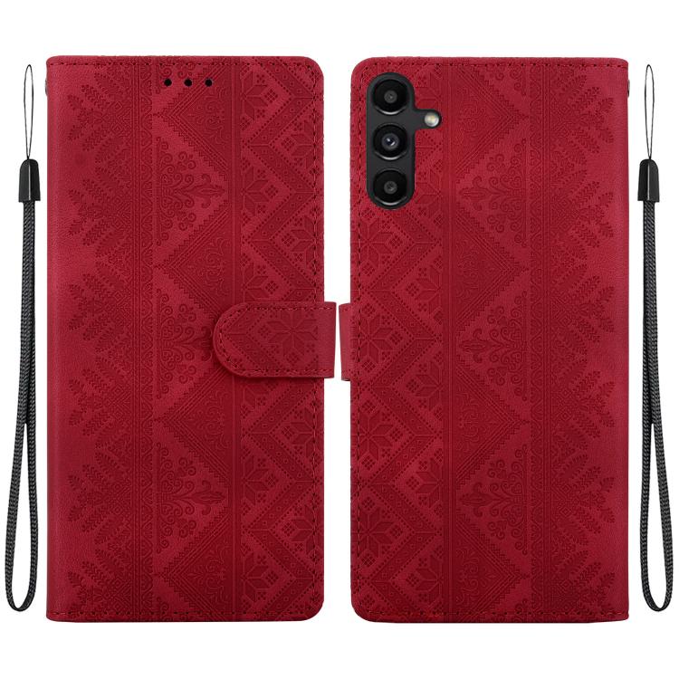 Custodia per telefono in ecopelle con motivo etnico in rilievo, For Galaxy A15 4G / 5G, For Galaxy A55 5G, For Galaxy A35 5G, For Galaxy A05s